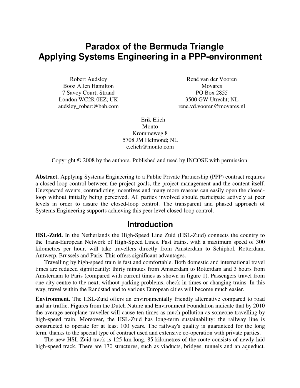 Paradox of the Bermuda Triangle Applying Systems Engineering in a PPP-Environment