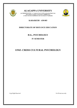 Cross Cultural Psychology