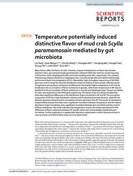 Temperature Potentially Induced Distinctive Flavor of Mud Crab Scylla Paramamosain Mediated by Gut Microbiota