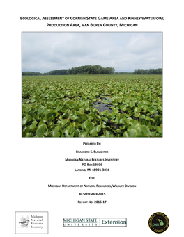 Ecological Assessment of Cornish State Game Area and Kinney Waterfowl Production Area, Van Buren County, Michigan