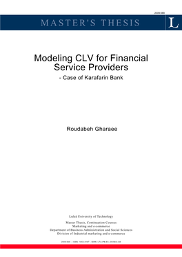 MASTER's THESIS Modeling CLV for Financial Service Providers