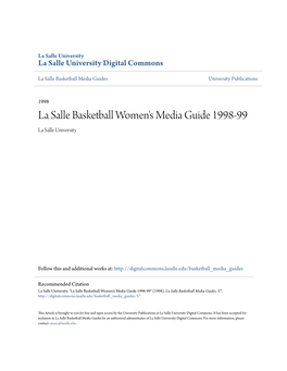 La Salle Basketball Women's Media Guide 1998-99 La Salle University