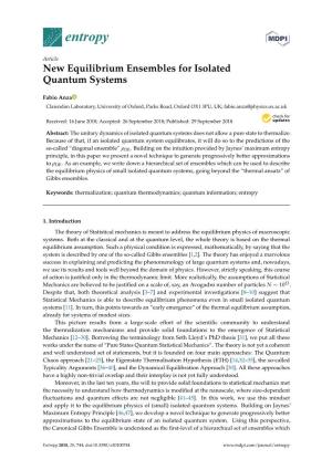 New Equilibrium Ensembles for Isolated Quantum Systems