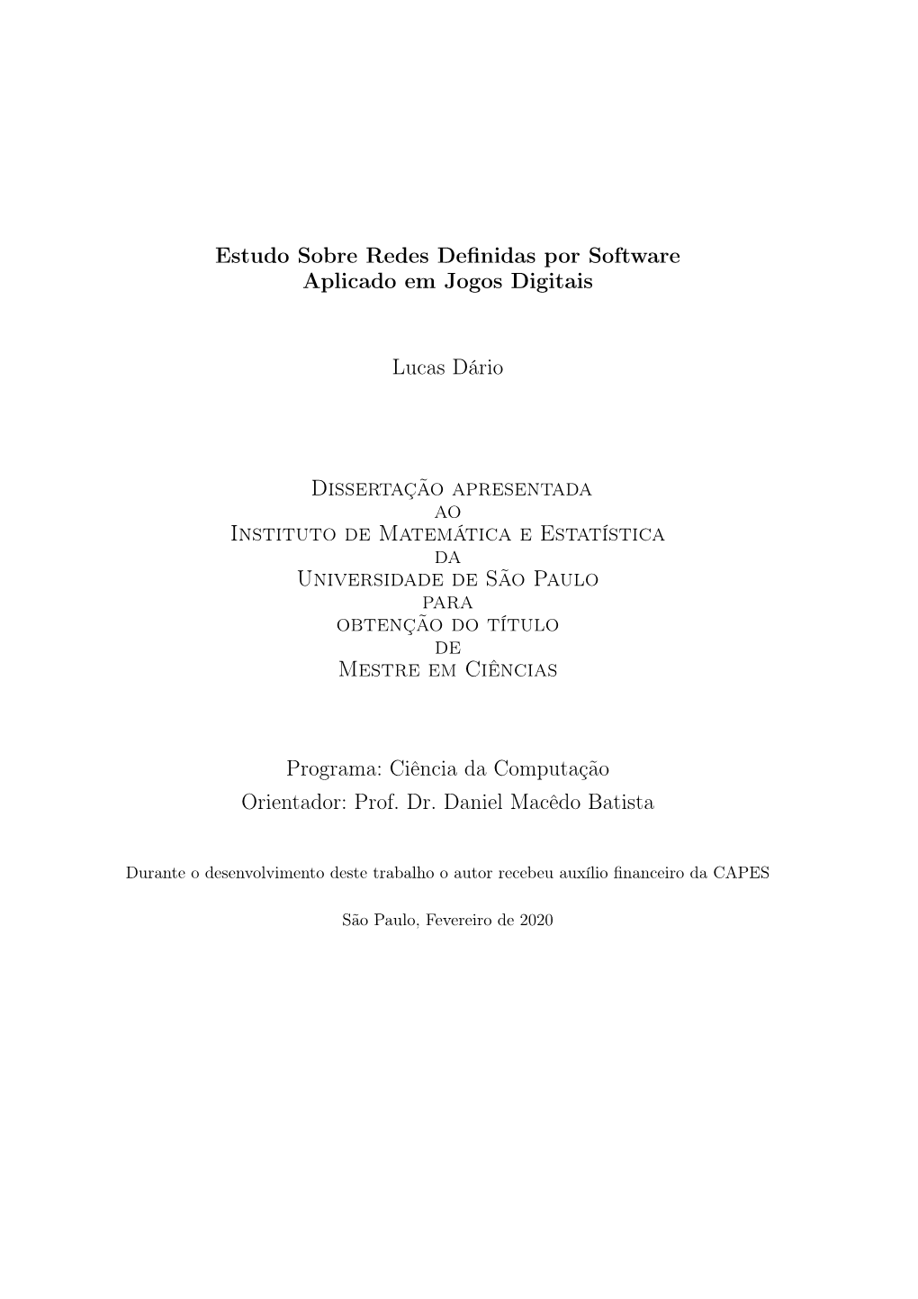 Estudo Sobre Redes Definidas Por Software Aplicado Em Jogos