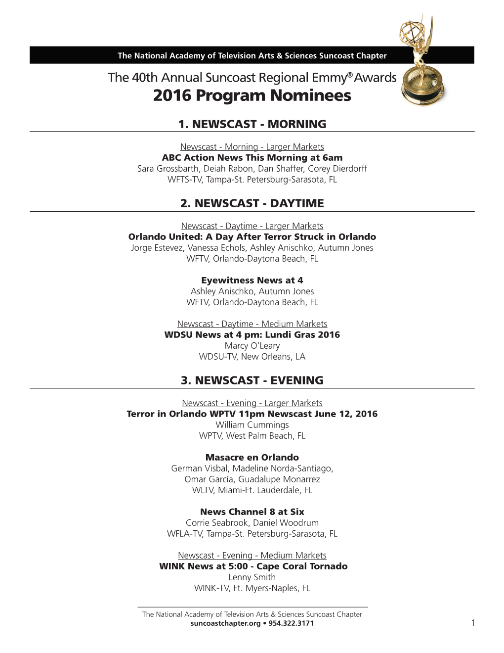 2016 Program Nominees