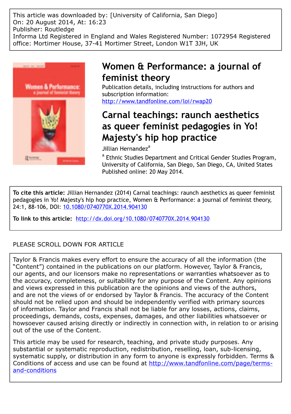 Carnal Teachings: Raunch Aesthetics As Queer Feminist Pedagogies In