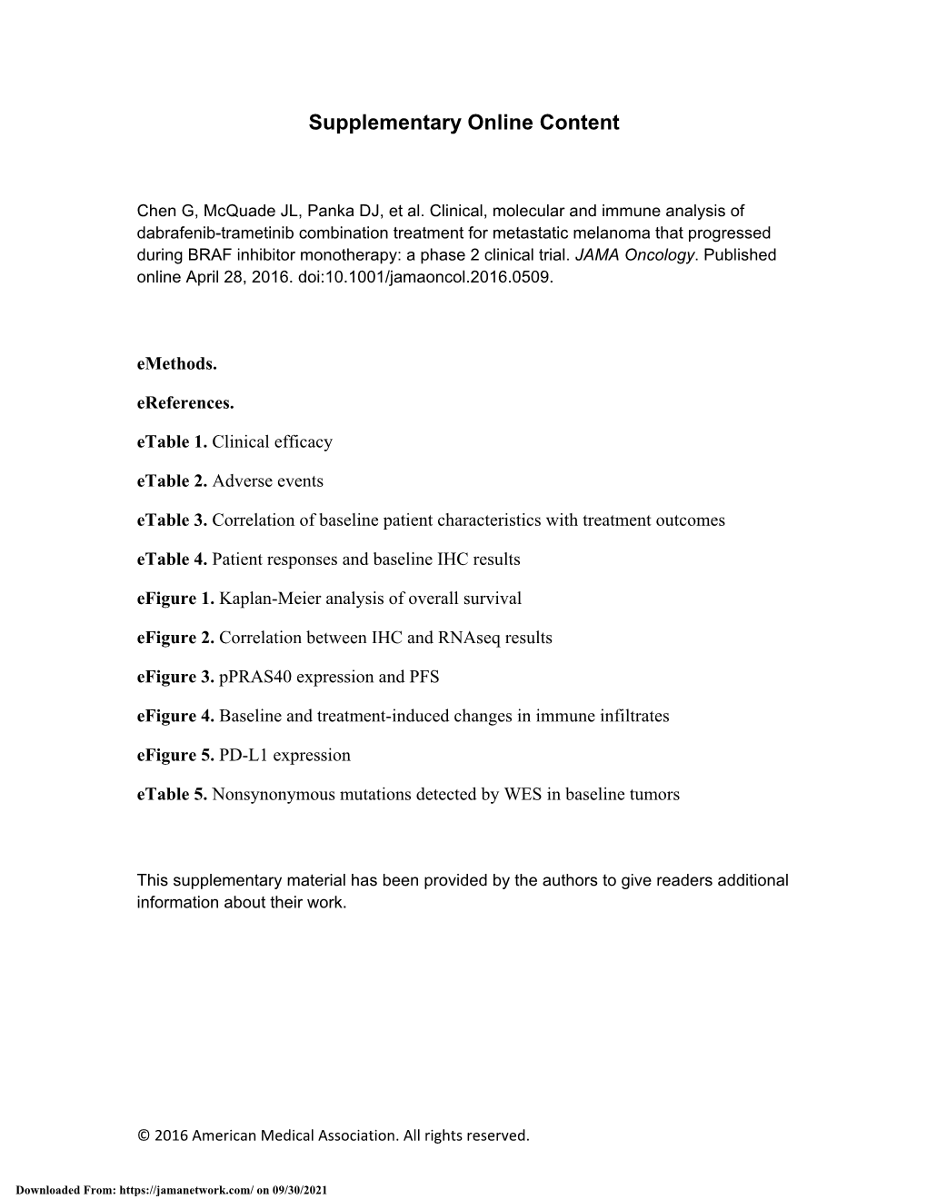 Clinical, Molecular, and Immune Analysis of Dabrafenib-Trametinib