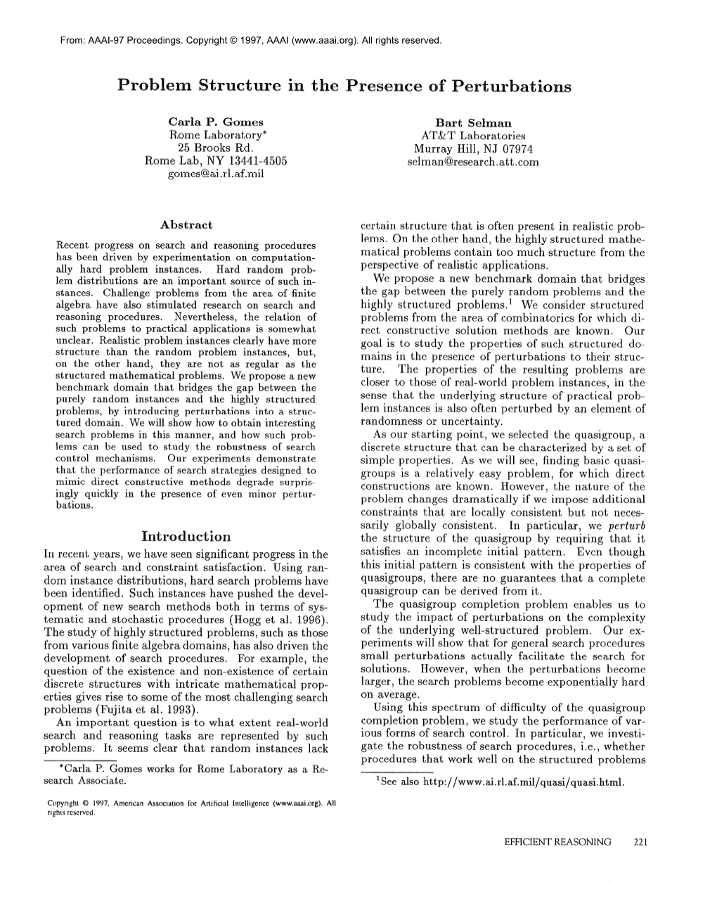 1997-Problem Structure in the Presence of Perturbations