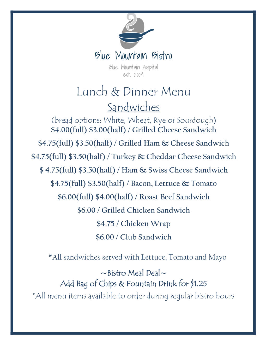 Lunch & Dinner Menu