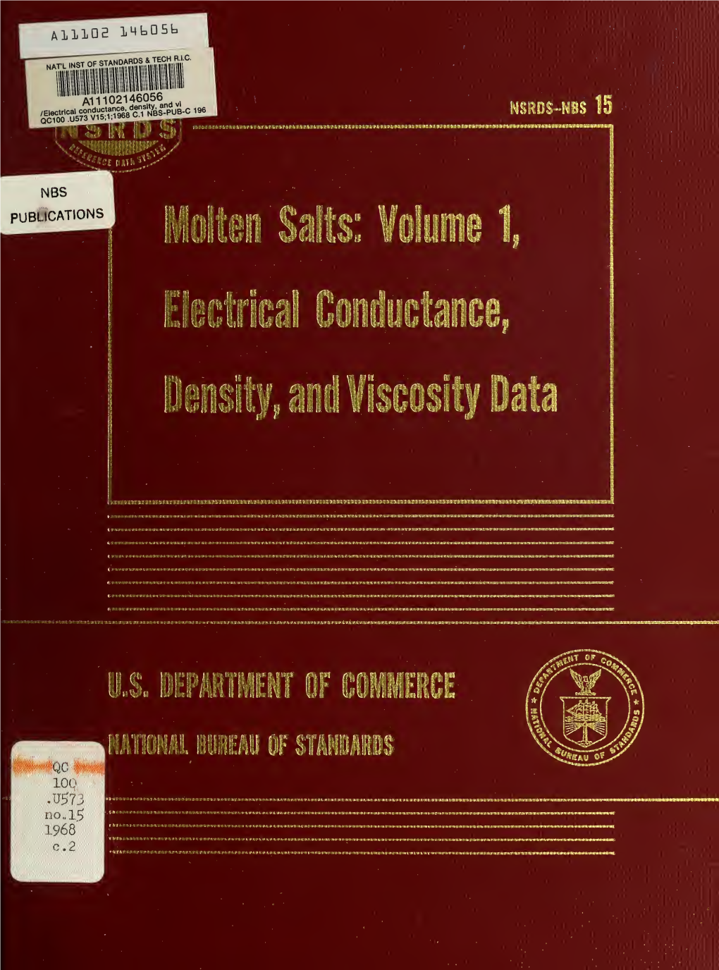 Molten Salts : Volume 1, Electrical Conductance, Density, and Viscosity