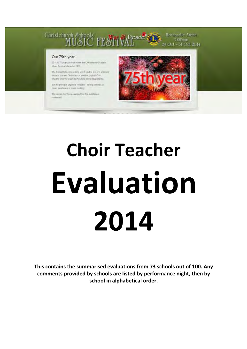 Choir Teacher Evaluation 2014