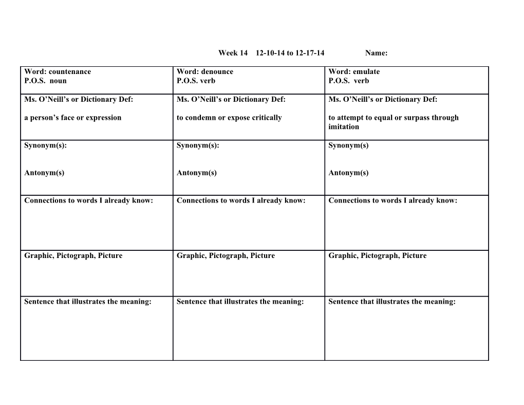 Greek and Latin Root Template Week 14