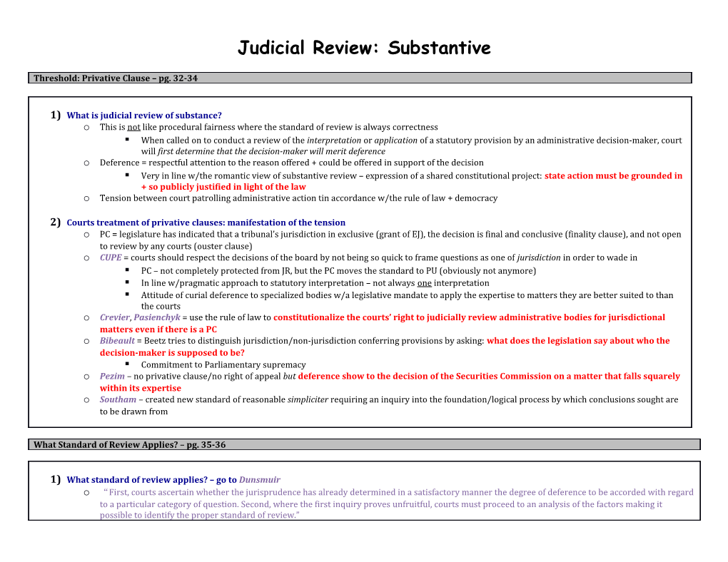 Judicial Review: Substantive