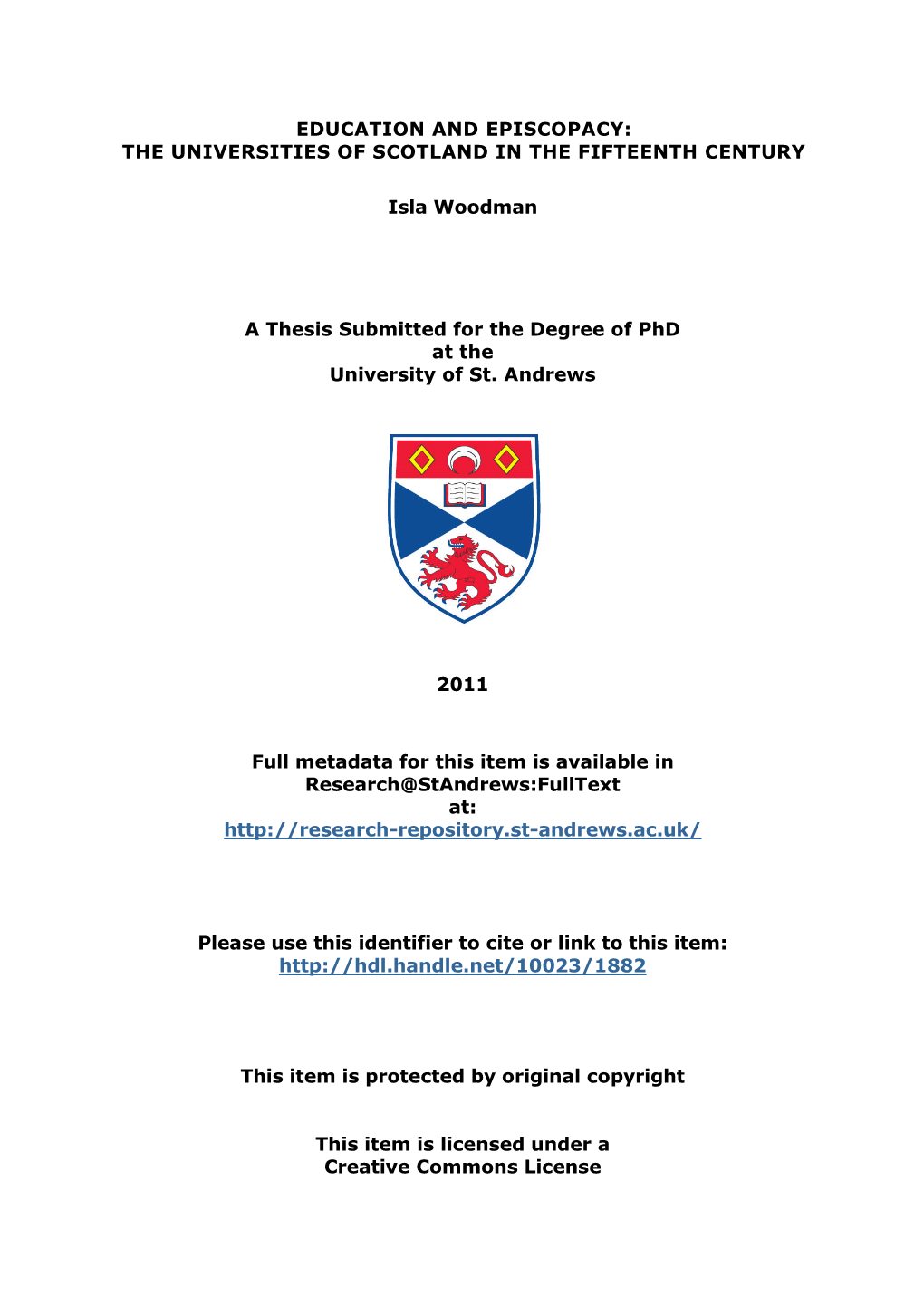 Isla Woodman Phd Thesis