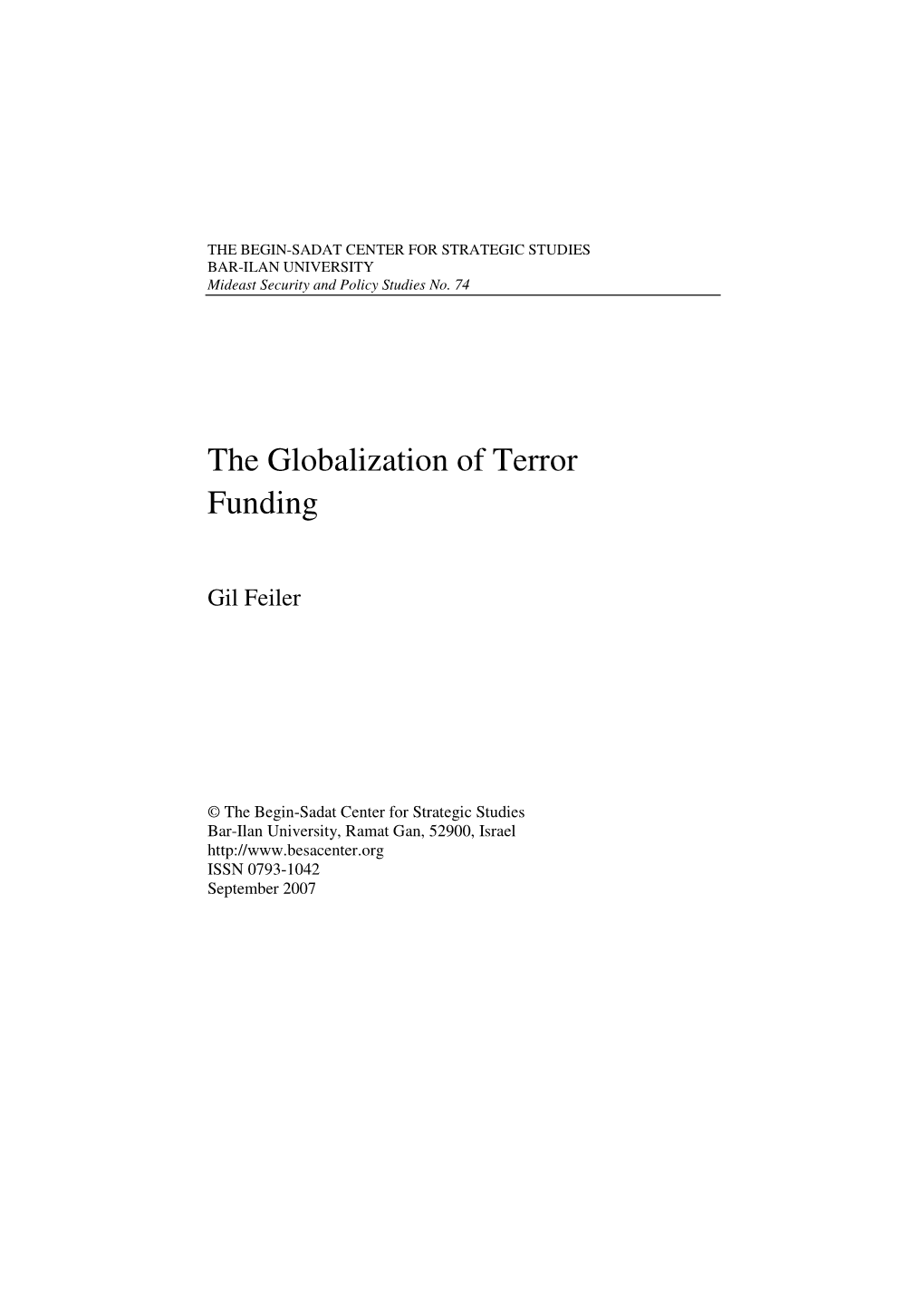 The Globalization of Terror Funding