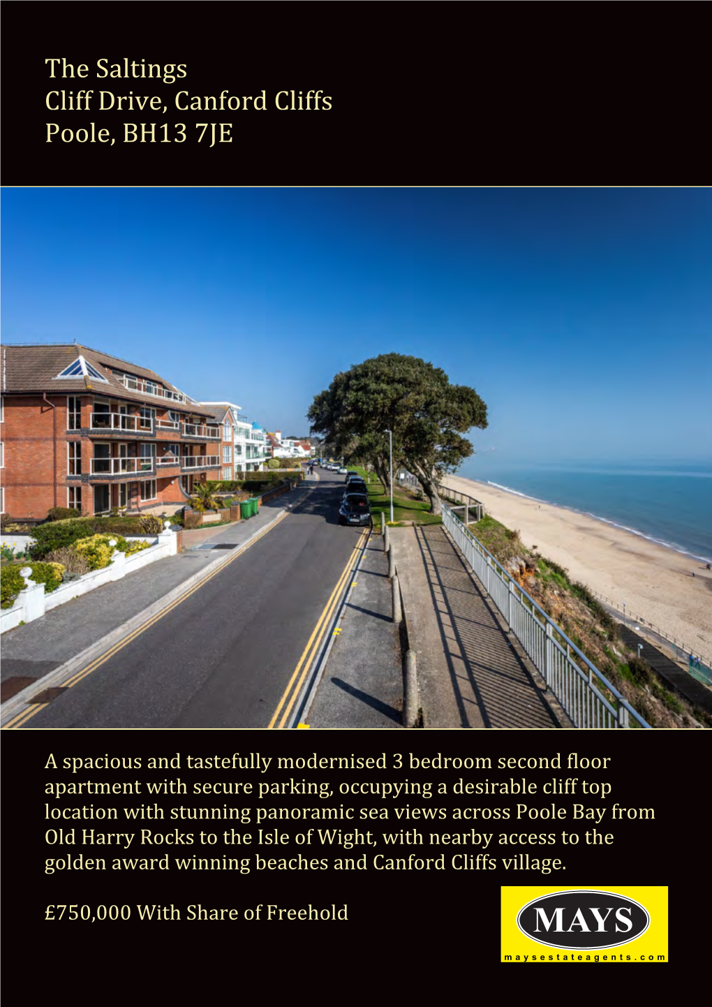 The Saltings Cliff Drive, Canford Cliffs Poole, BH13