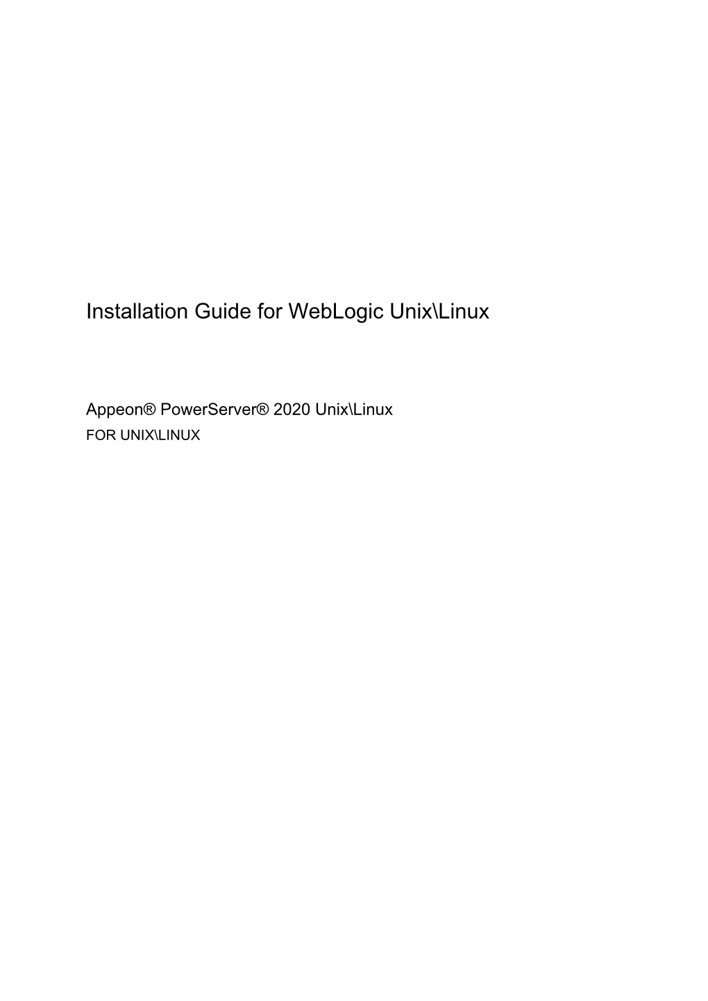 Installation Guide for Weblogic Unix\Linux