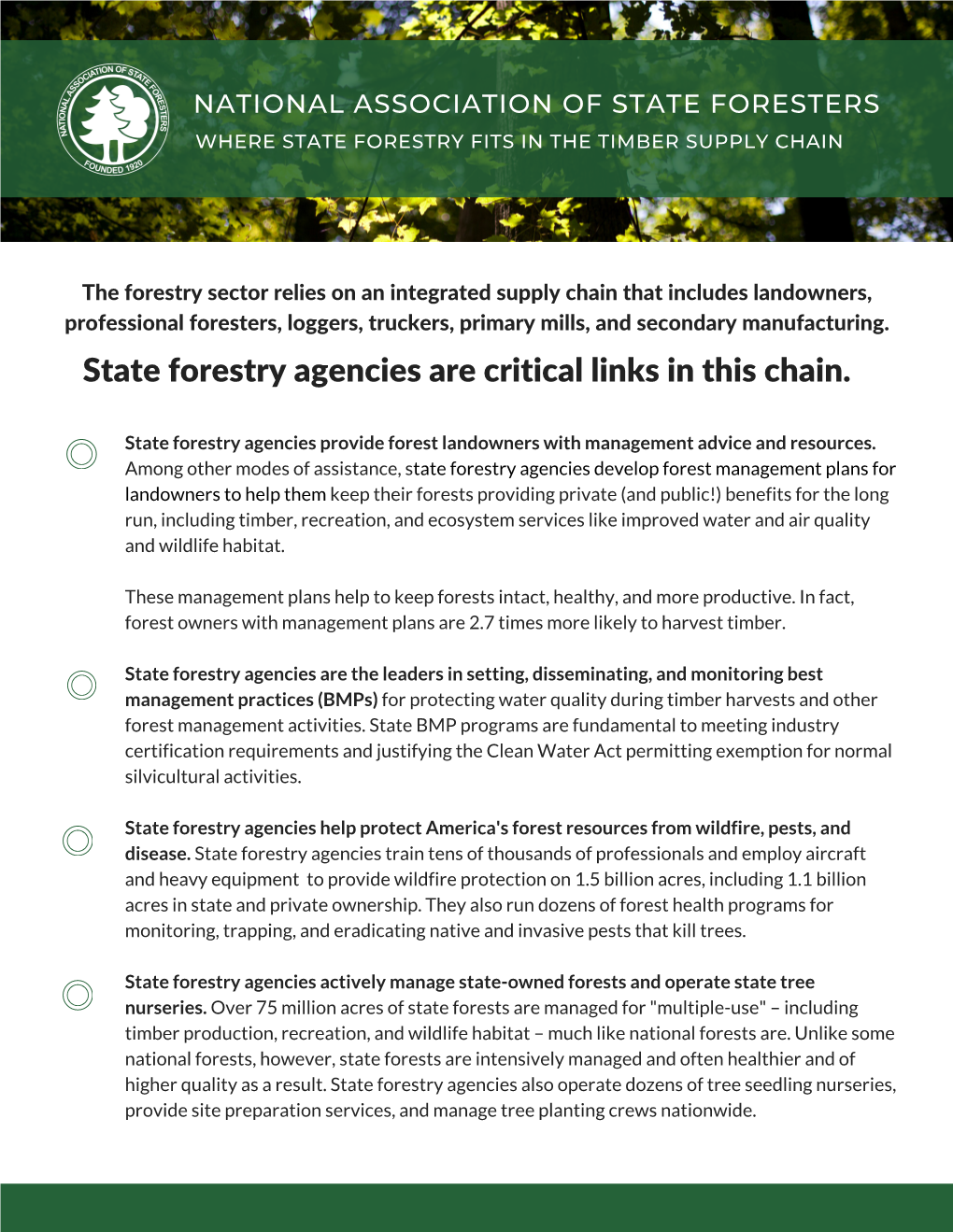 NASF Forest Supply Chain One-Pager, June 2020