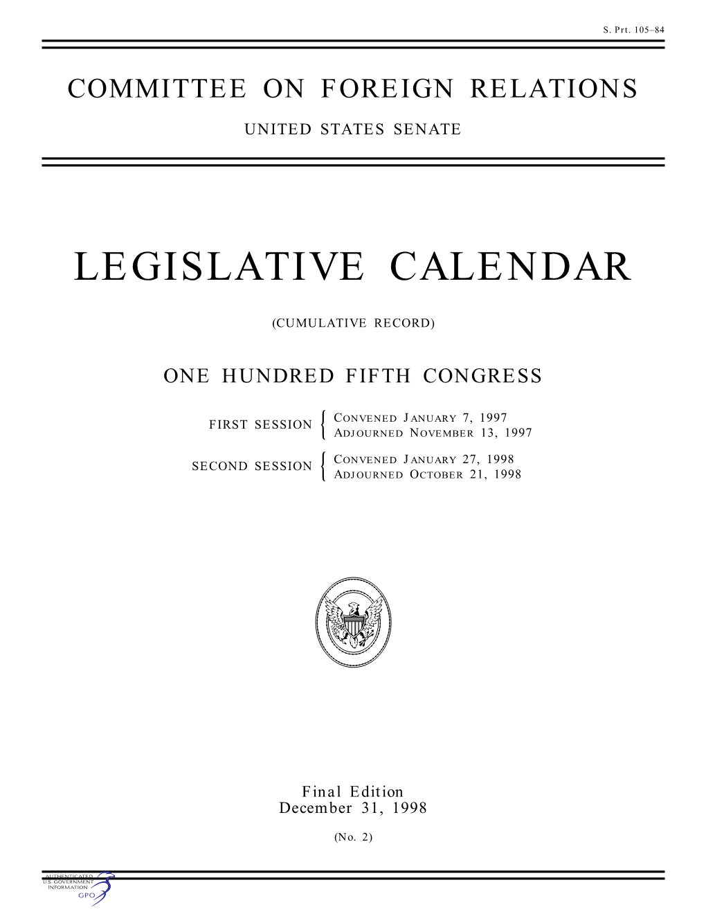 Legislative Calendar