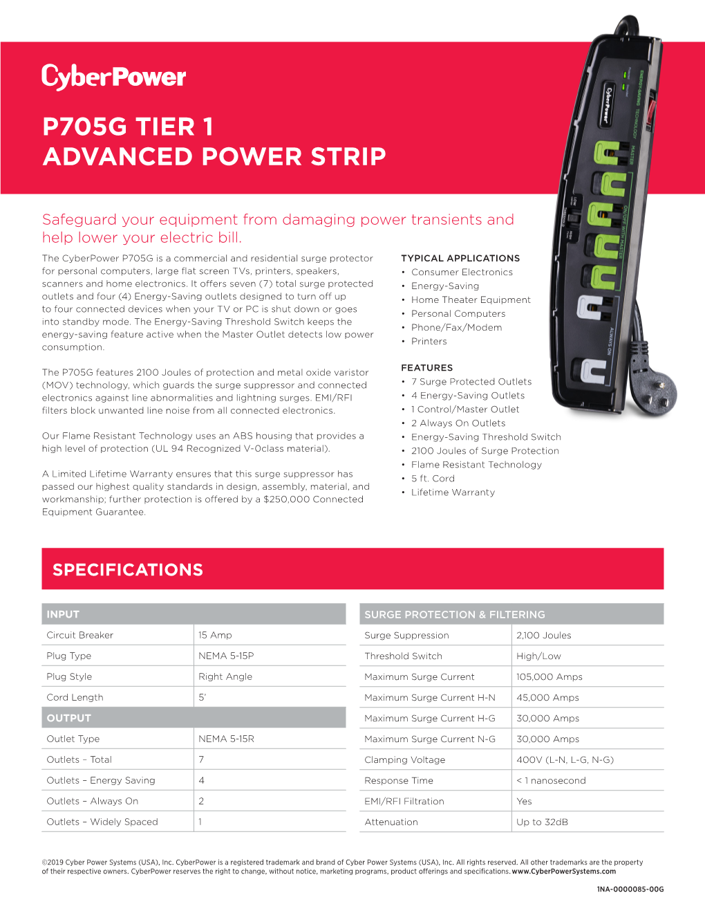 P705g Tier 1 Advanced Power Strip