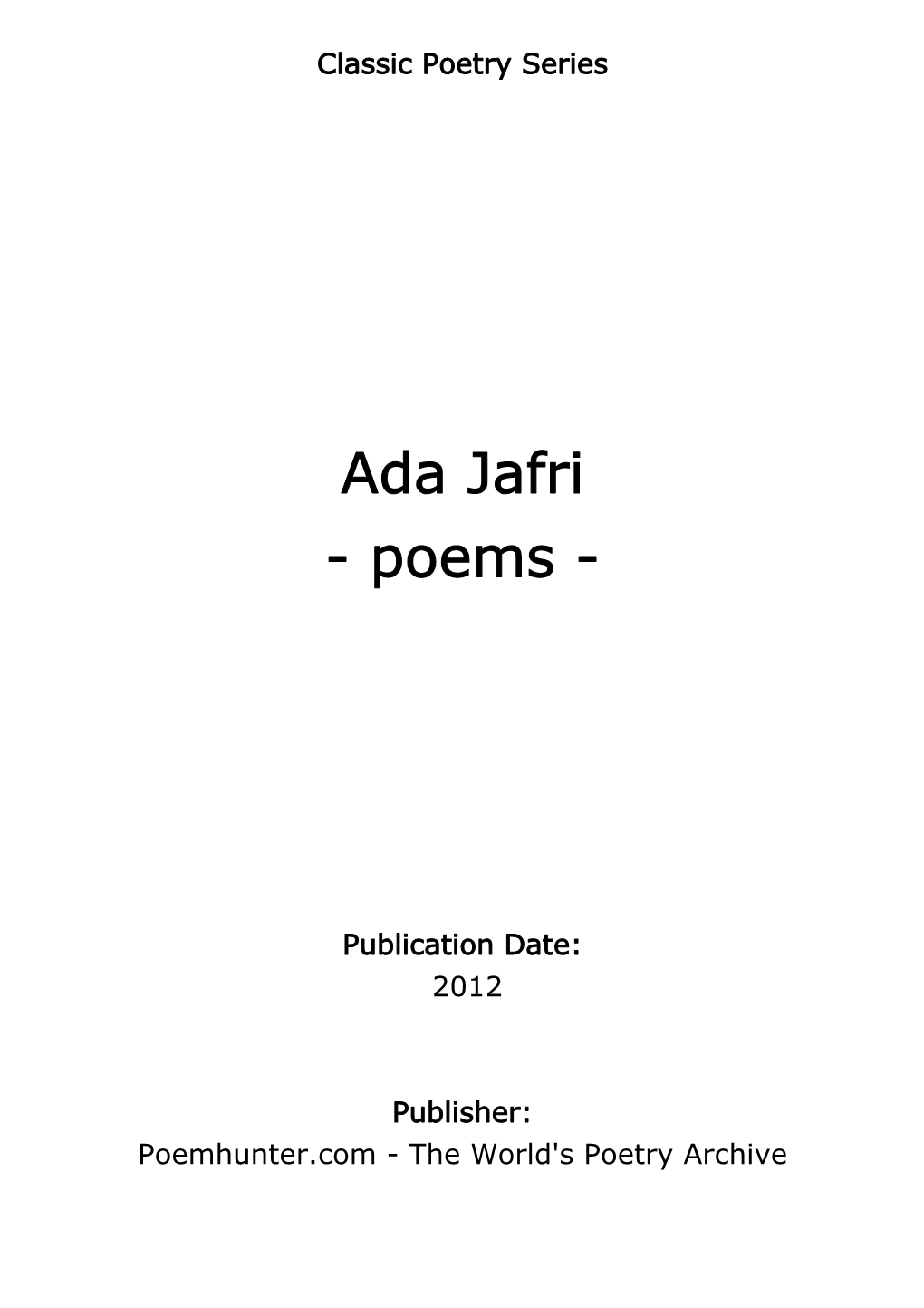 Ada Jafri - Poems