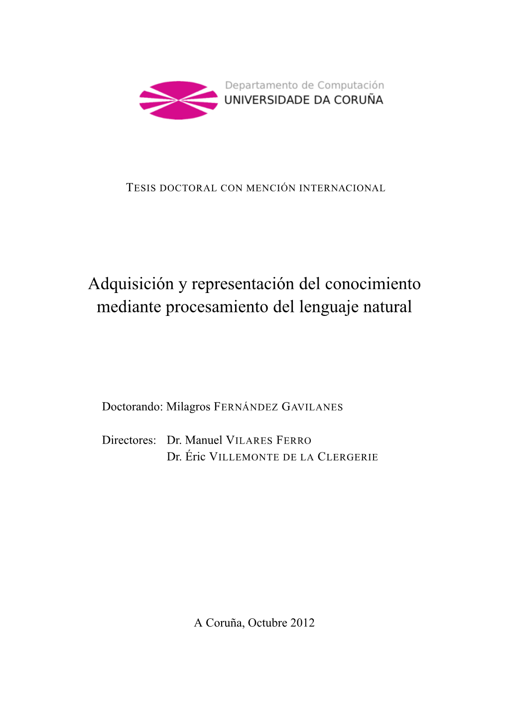 Adquisición Y Representación Del Conocimiento Mediante Procesamiento Del Lenguaje Natural