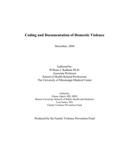 Coding and Documentation of Domestic Violence