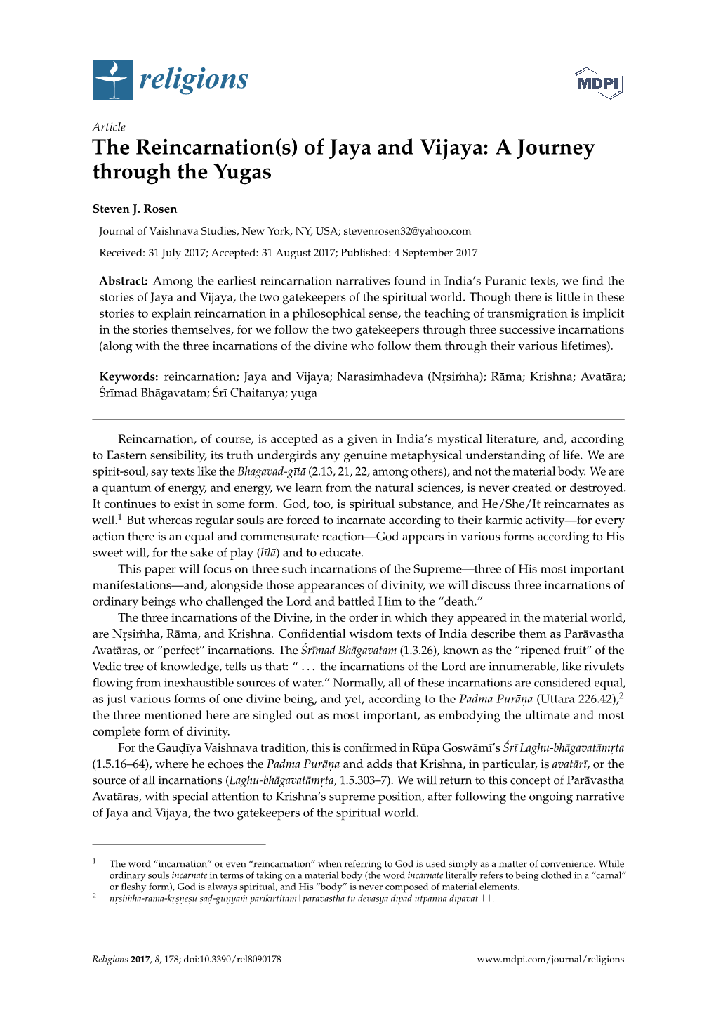 Of Jaya and Vijaya: a Journey Through the Yugas