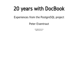 20 Years with Docbook