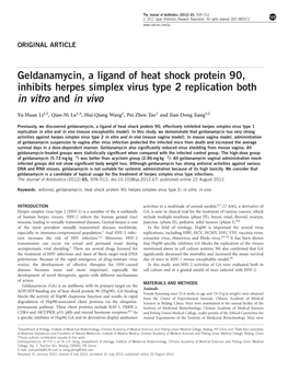 Geldanamycin, a Ligand of Heat Shock Protein 90, Inhibits Herpes Simplex Virus Type 2 Replication Both in Vitro and in Vivo