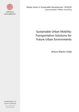 Sustainable Urban Mobility: Transportation Solutions for Future Urban Environments