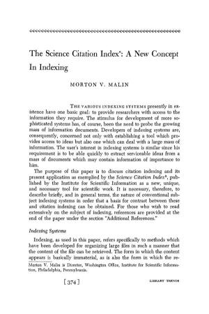The Science Citation Index“: a New Concept in Indexing