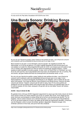 Una Banda Sonora: Drinking Songs