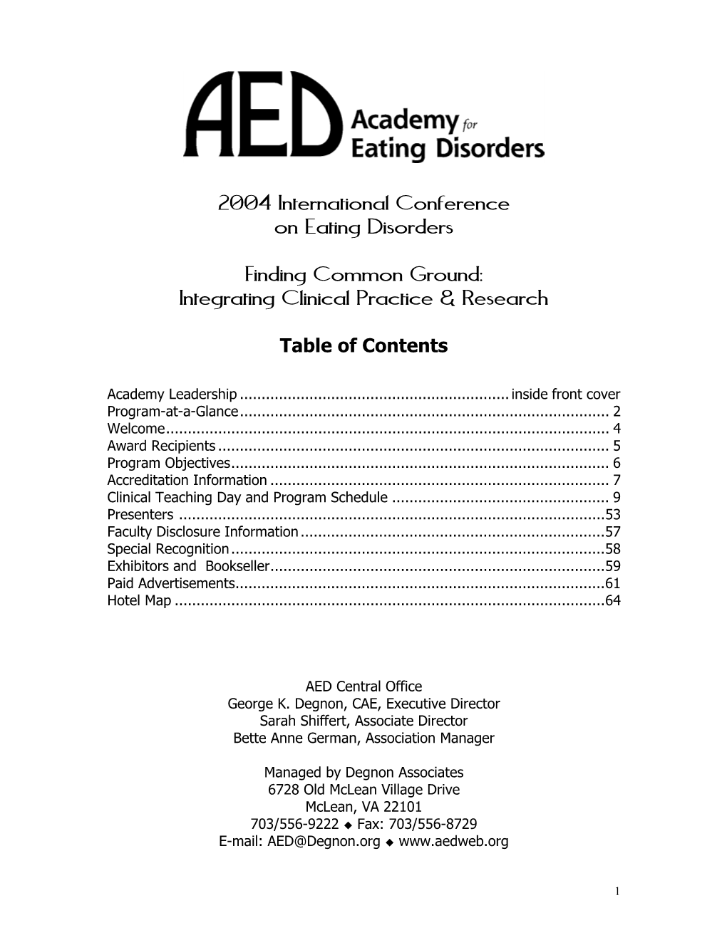 2004 International Conference on Eating Disorders Finding Common