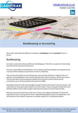 Bookkeeping Vs Accounting