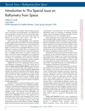 Introduction to This Special Issue on Bathymetry from Space