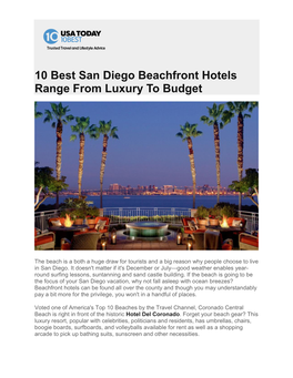 10 Best San Diego Beachfront Hotels Range from Luxury to Budget