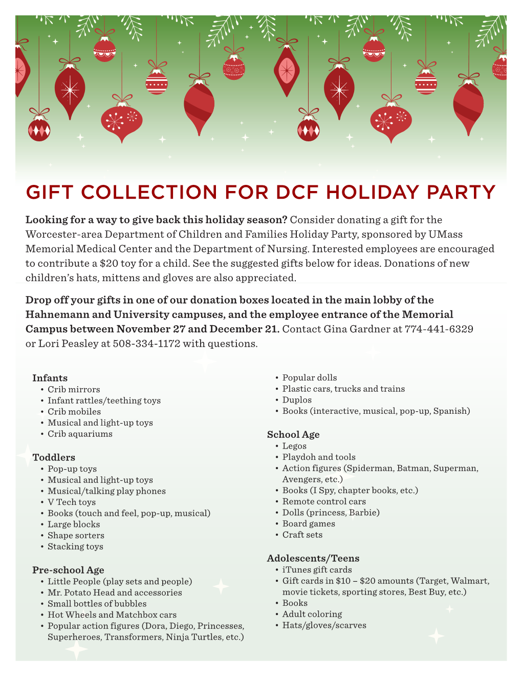Gift Collection for Dcf Holiday Party