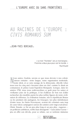 Au Racines De L'europe : Civis Romanus