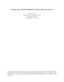 Design of the Munin Distributed Shared Memory System