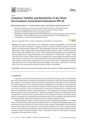 Construct Validity and Reliability of the Work Environment Assessment Instrument WE-10