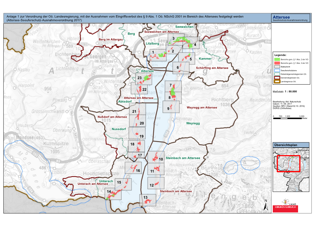 Attersees Festgelegt Werden Attersee (Attersee-Seeuferschutz-Ausnahmeverordnung 2017) Seeuferschutz-Ausnahmeverordnung