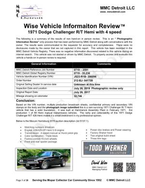 Wise Vehicle Informaiton Review™