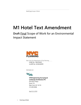 M1 Hotel Text Final Scope of Work