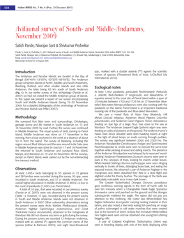Avifaunal Survey of South- and Middle-Andamans, November 2009 Satish Pande, Niranjan Sant & Shivkumar Pednekar
