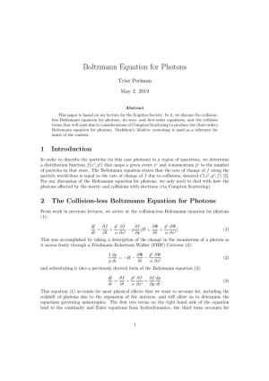 Boltzmann Equation for Photons