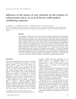 Influence of the Nature of Clay Minerals on the Fixation of Radiocaesium