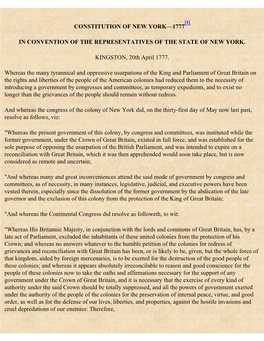 The New York Constitution of 1777