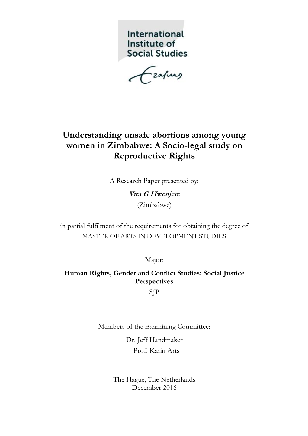 Understanding Unsafe Abortions Among Young Women in Zimbabwe: a Socio-Legal Study on Reproductive Rights