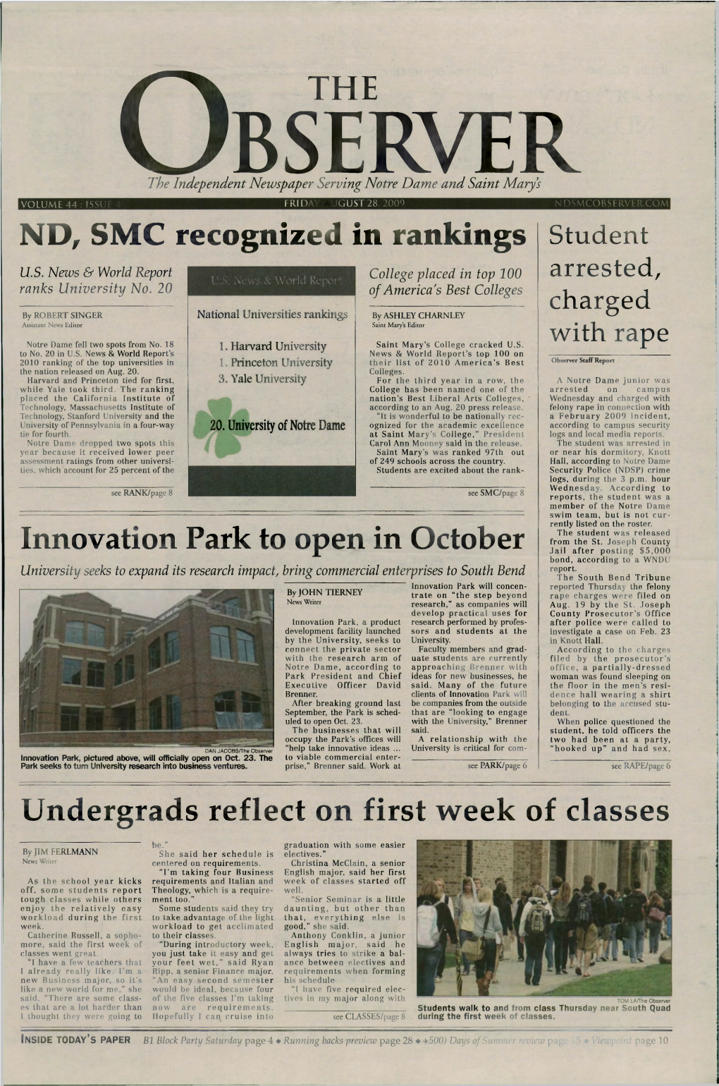 ND, SMC Recognized in Rankings Innovation Park to Open in October